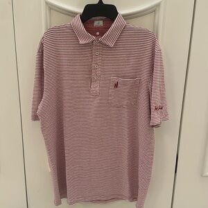 Men’s Johnnie- O stripe short sleeve polo with Sea Island logo